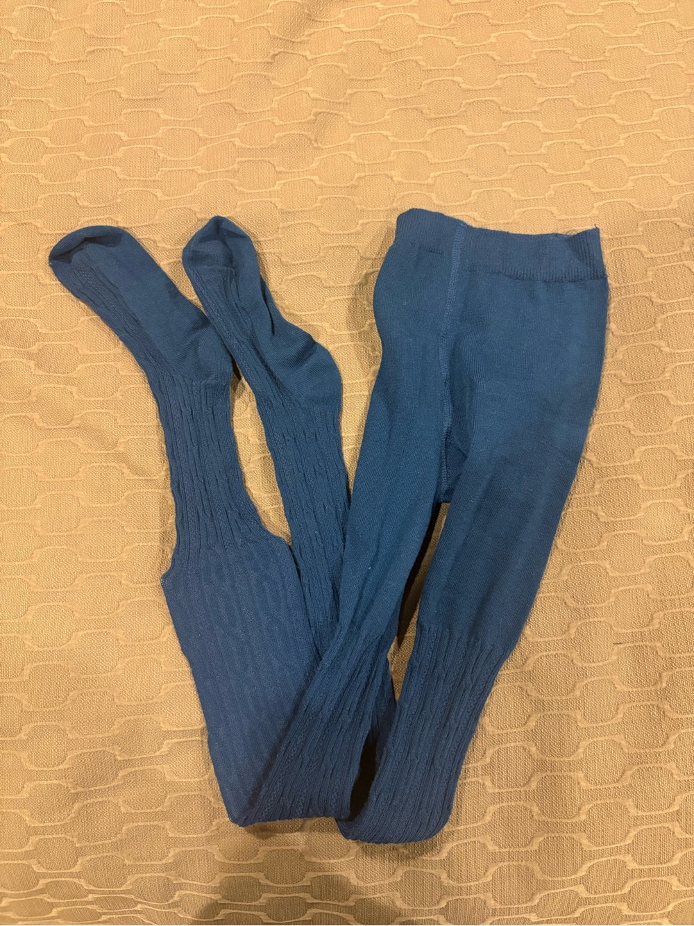 Deep Blue Ribbed Women’s Tights - Lightweight Stretch
